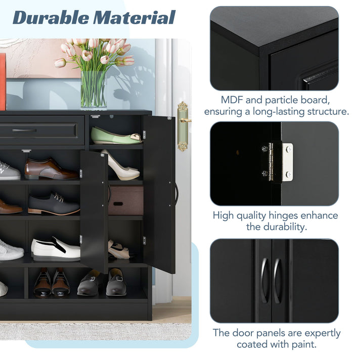 Sleek And Modern Shoe Cabinet With Adjustable Shelves, Space Saving Design