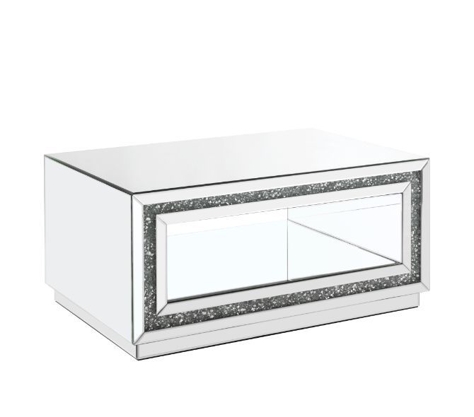 Noralie - 35" X 24" Coffee Table - Mirrored & Faux Diamonds