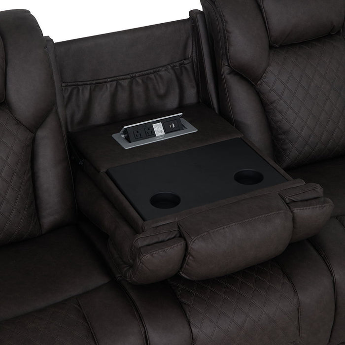 Wendell - Power Motion Sofa With Dropdown Table, Storage, USB & LED - Dark Gray