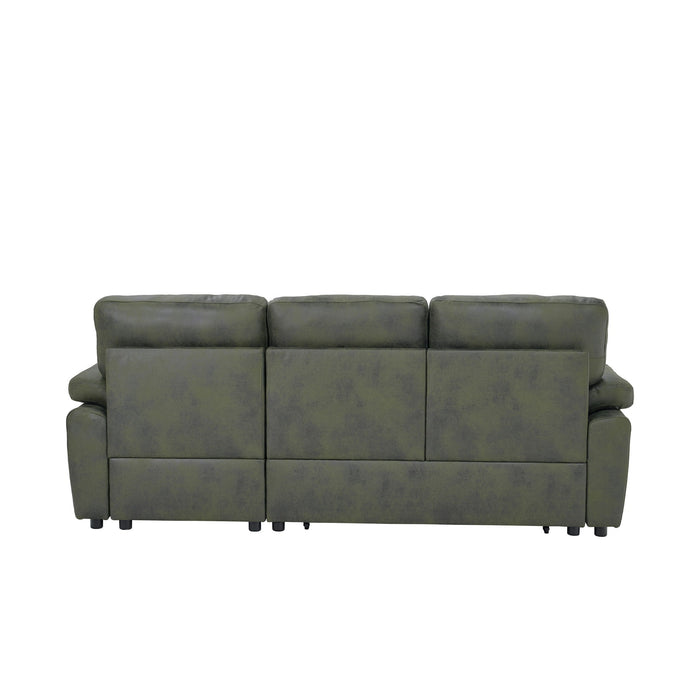 Convertible L - Sectional Sofa Bed With Storage Chaise And Padded Armrests