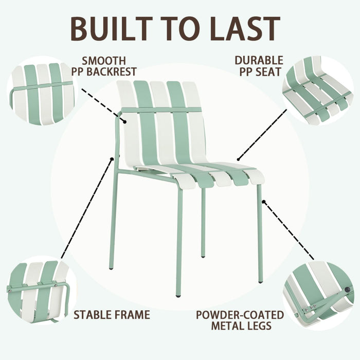 4 Piece Set Of Modern Color Block Designed Single Chairs With Long Table