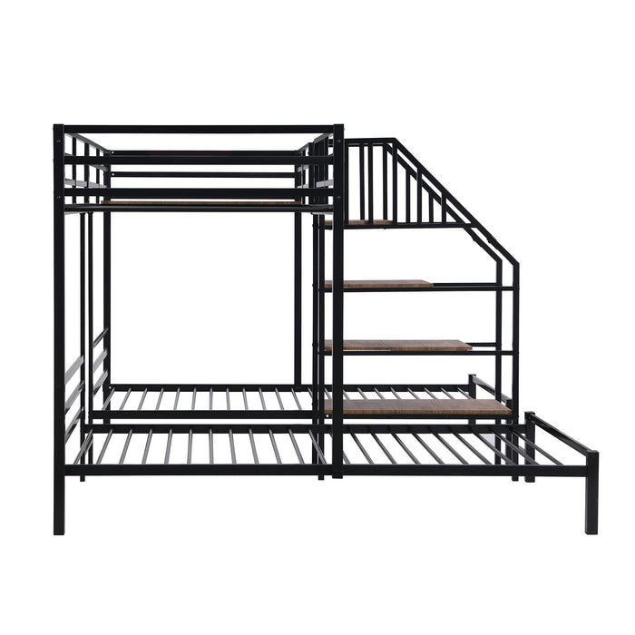Metal Bunk Bed With Storage Shelves Staircase