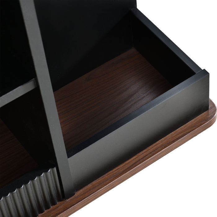 Adjustable End Table With Wheels, 360°Rotating Top And Storage Space