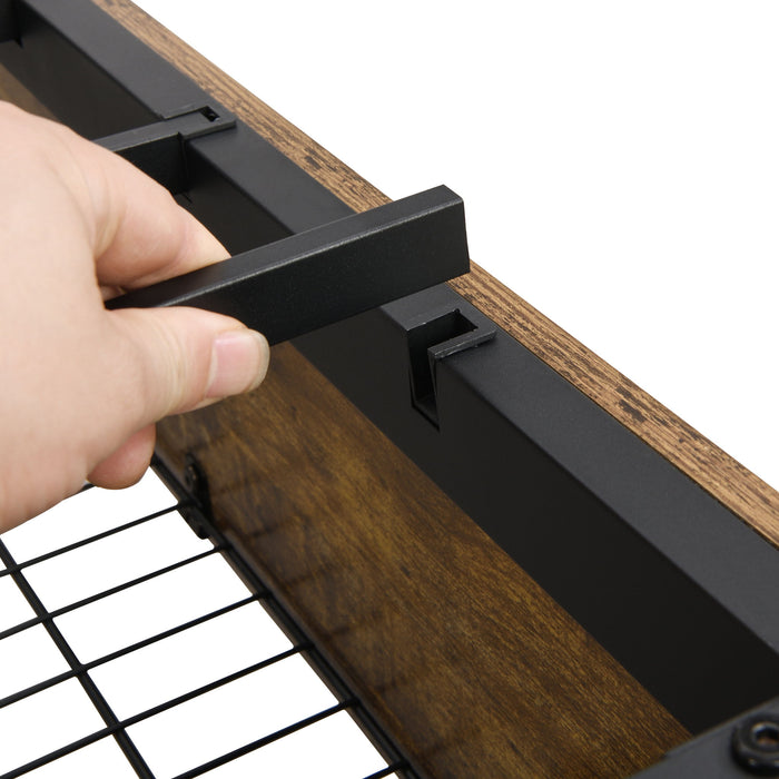 Contemporary Bed Frame With Storage Headboard, Charging Station, LED Lights