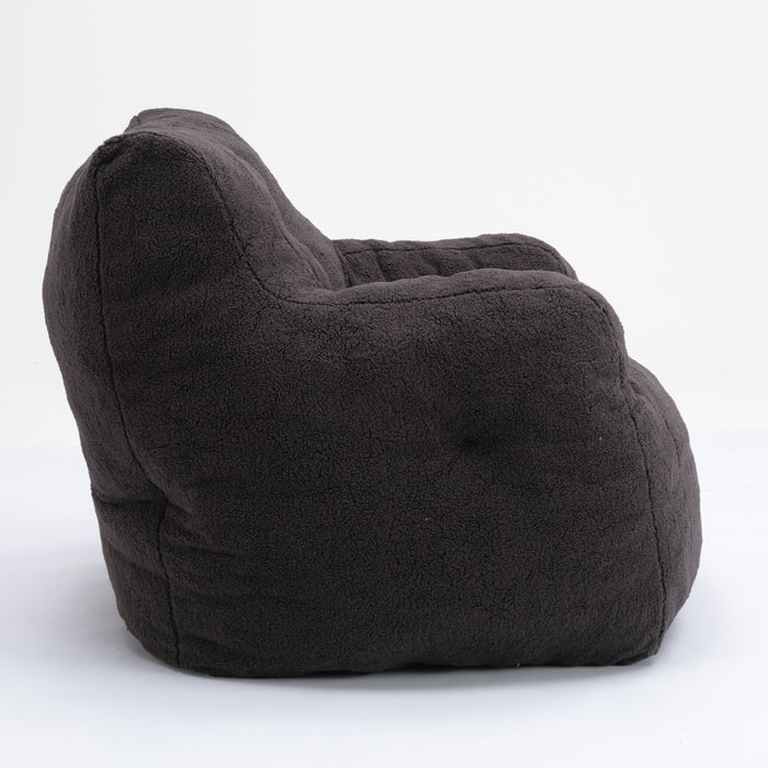 Soft Tufted Foam Bean Bag Chair With Teddy Fabric Dark Gray