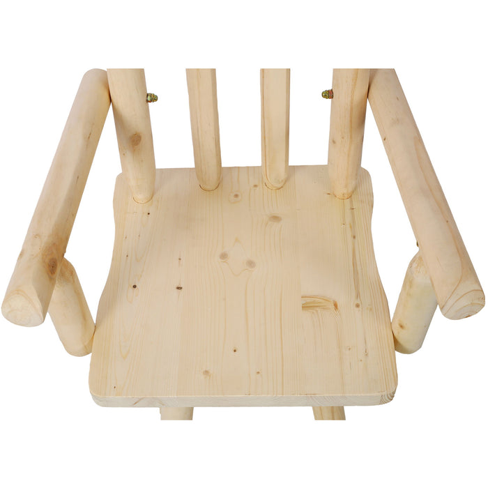 Rustic Bar Stool, Fir Wood Construction, Wide Armrest