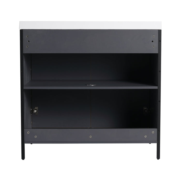 Modern Freestanding Bathroom Vanity With Resin Sink & Soft Close Cabinet Doors