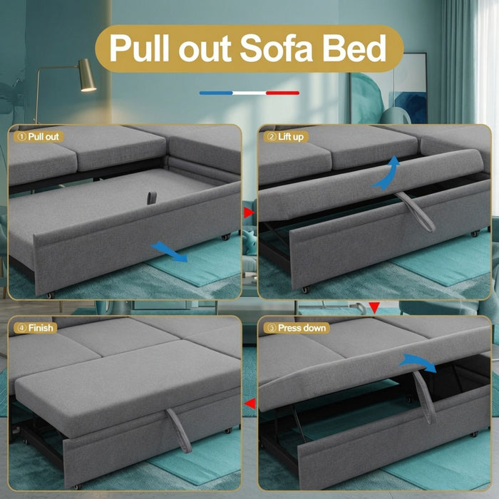 Extra Wide U - Shape Convertible Sleeper Sofa Bed With Dual Storage Ottoman