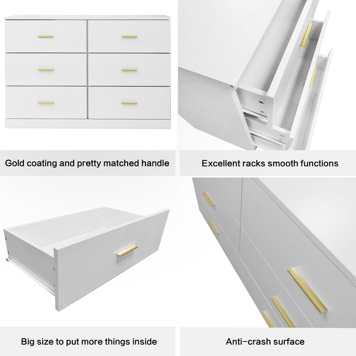 Modern Drawer Dresser For Bedroom, Ample Storage Wide Chest Of Drawers