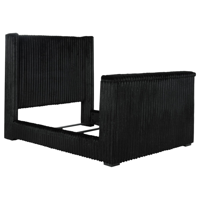 Centergrove Upholstered Queen Wingback TV Bed Black