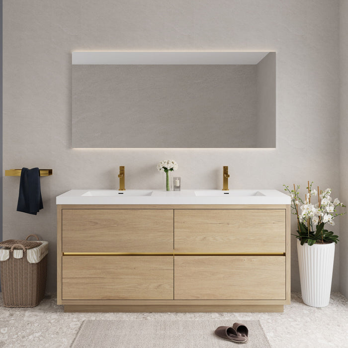 Bathin Freestanding Bathroom Vanity With Double Sinks, Bathroom Storage Vanity Cabinet With Stone Resin Countertop And Soft Close Drawers