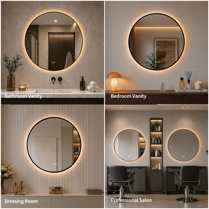 Round Framed Dimmable ED Bathroom Mirror With Anti Fog