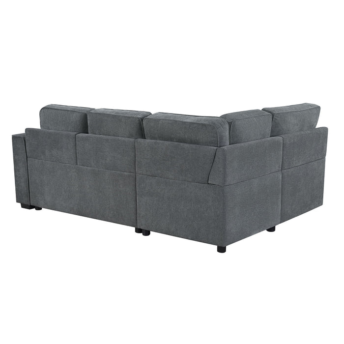 Convertible Sectional L-Shaped Sofa With Dual Pull-Out Sleepers, Flip-Top Table, USB Ports, Cup Holder & Storage