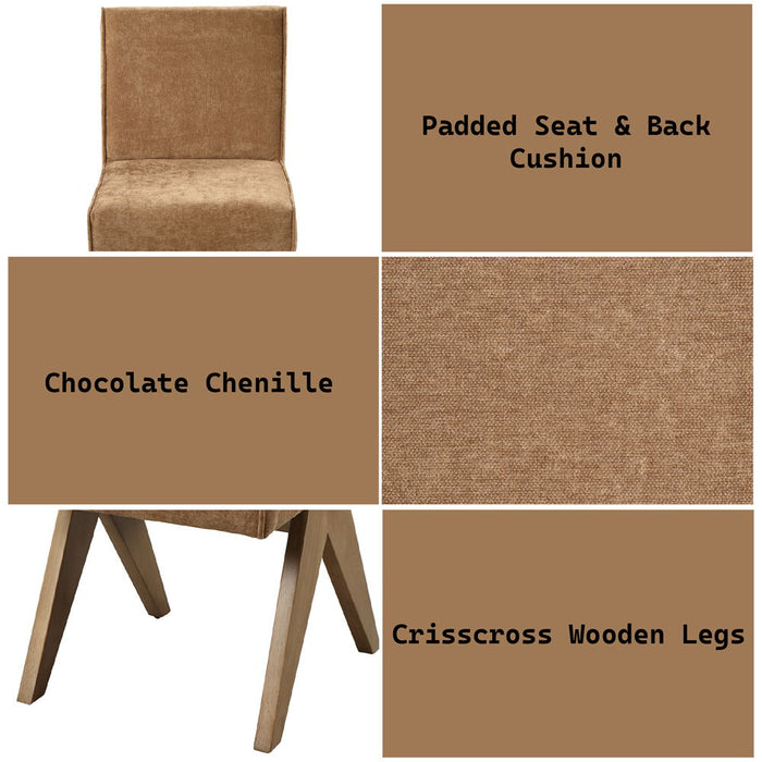 Zoey - Side Chair Set of 2) - Chocolate Chenille & Oak