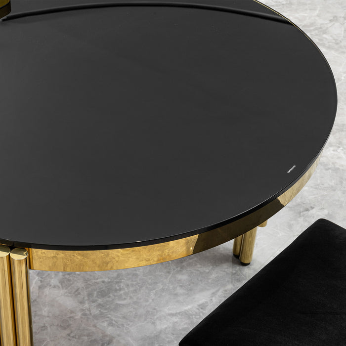 Oval Dining Table With Glass Top And Stainless Steel Base