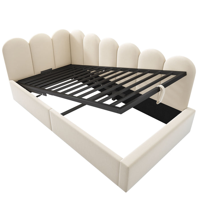 Upholstered Daybed With Metal Slatted Base