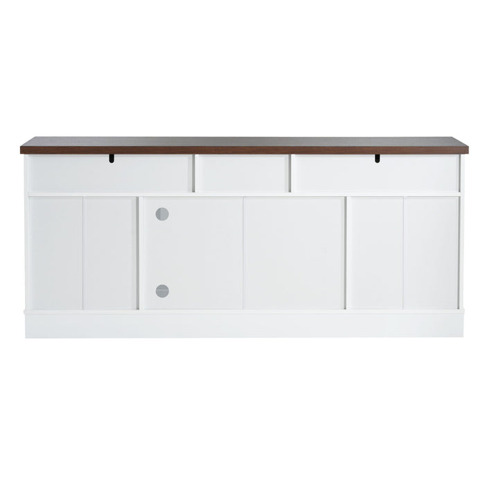 TV Console Stand, Glass Doors & Storage Drawers, Adjustable Shelves