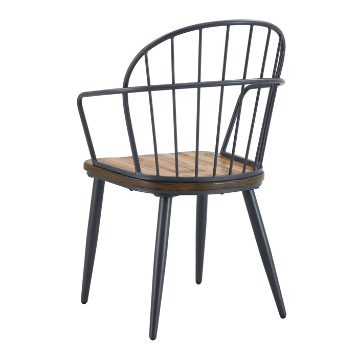 Contemporary Indoor Dining Set With Metal Legs, Birch, And Metal - Black / Natural