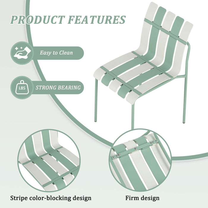 4 Piece Set Of Modern Color Block Designed Single Chairs With Long Table