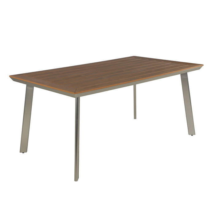Outdoor Dining Table With Eucalyptus Wood Topped - Silver