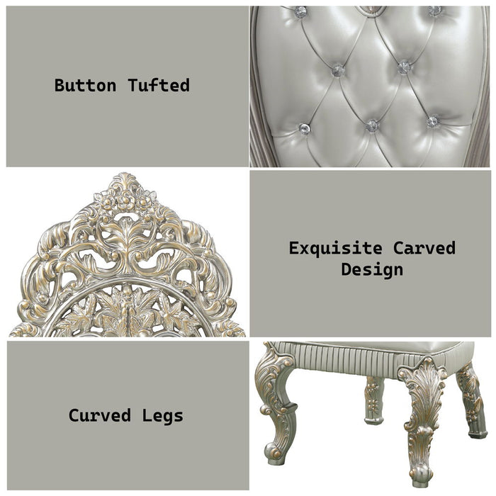 Sandoval - Side Chair Set of 2) - Beige Synthetic Leather & Champagne