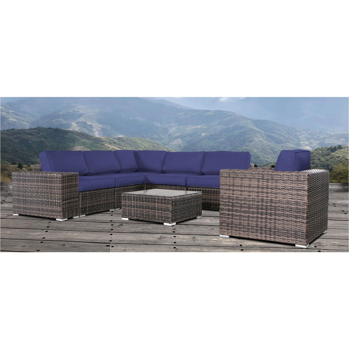 Wicker Seating Group Set With Table And Cushions