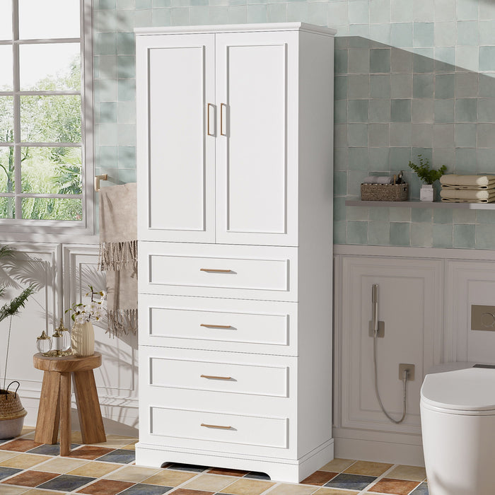 Freestanding Bathroom Cabinet With 3 Drawers, Adjustable Shelf, Soft Close Doors