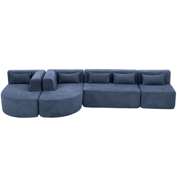 Upholstered Sofa Free Combined Sofa Couch With 2 Chaise Lounge And Five Back Pillows For Living Room