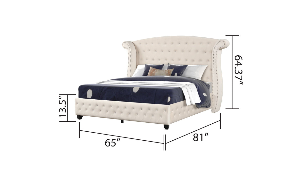 Sophia Queen 5 Pieces Bedroom Set Made With Wood In Cream