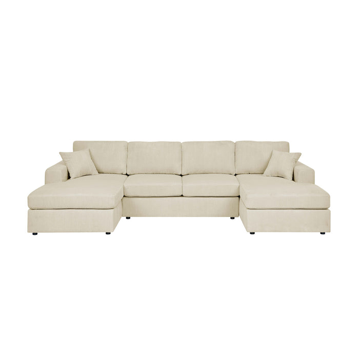 3 Piece Corduroy Double Chaise Sectional Sofa