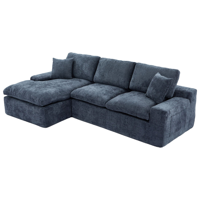 Cloud Sectional Sofa With Double Layer Cushion And Side Pockets, Free-Combined