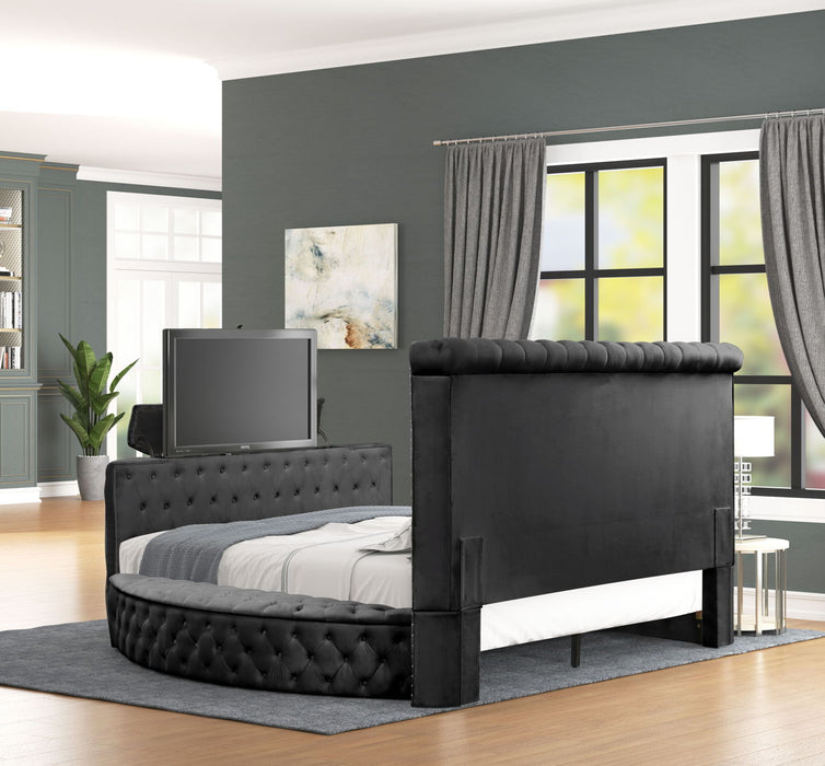 Maya Crystal Tufted Queen 4 Pieces Vanity Bedroom Set Made With Wood In Black