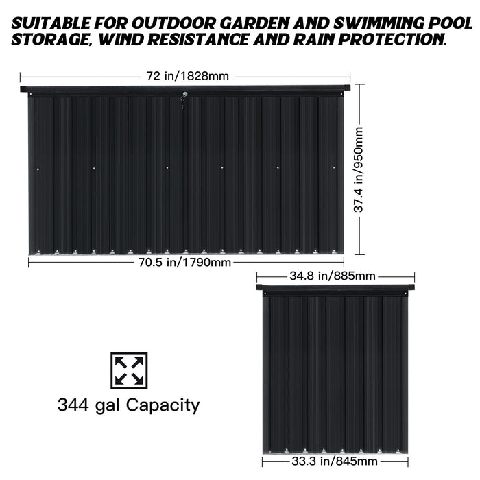 Metal Storage Box Store Large Out Door Use - Black