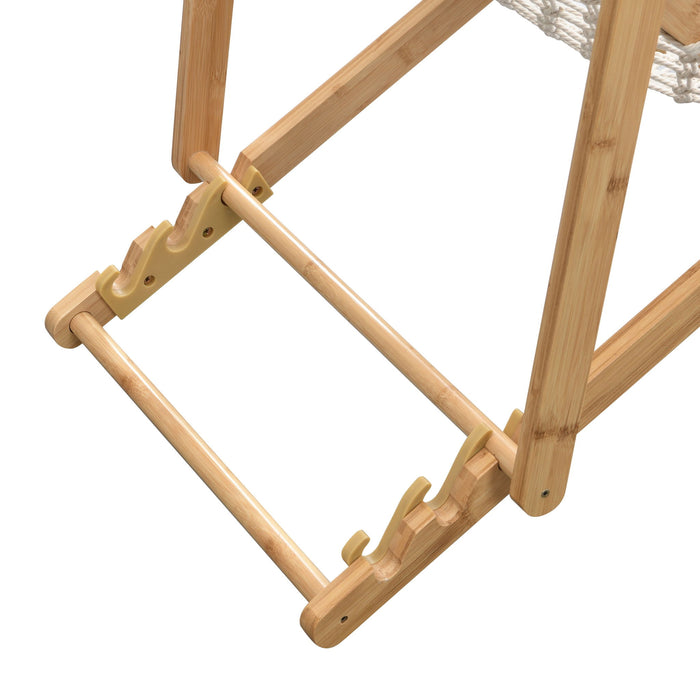 Bamboo Weaving Chair Set With Handwoven Rope For Patio And Living Spaces - Natural