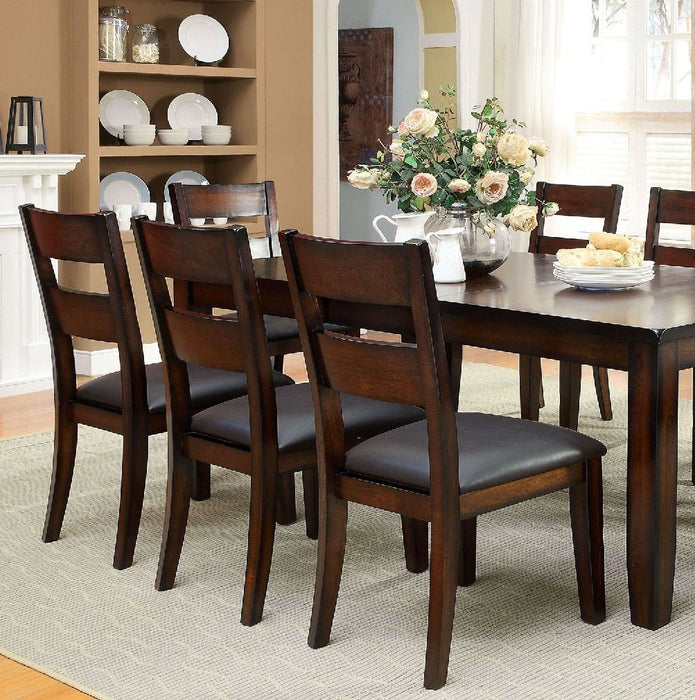 Dark Cherry Finish Solid Wood Transitional Style Kitchen (Set of 2) Dining Chairs Bold & Sturdy Design Chairs Dining Room Furniture Padded Leatherette Seats