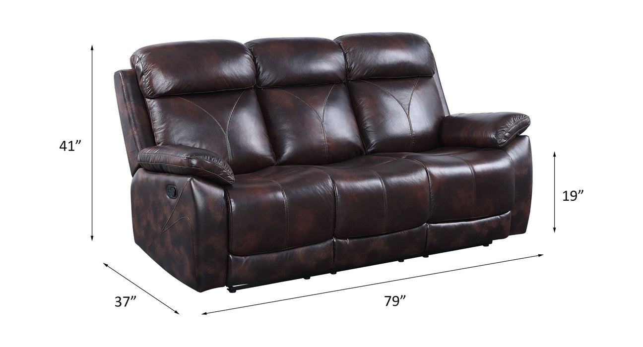 Perfiel - Motion Sofa - Two Tone Dark Brown Top Grain Leather