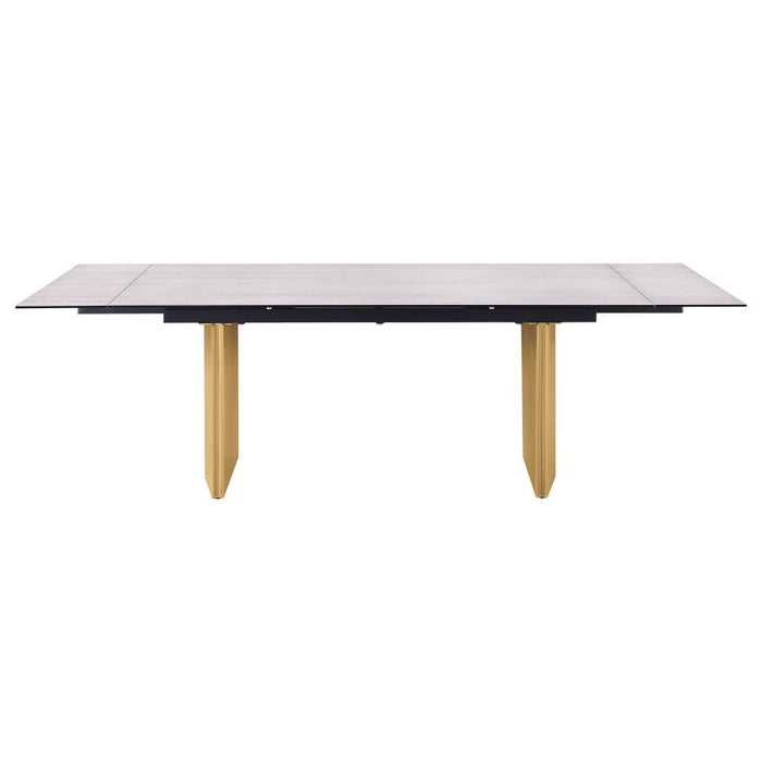 Vesa - Glass Top Extension Dining Table - Beige