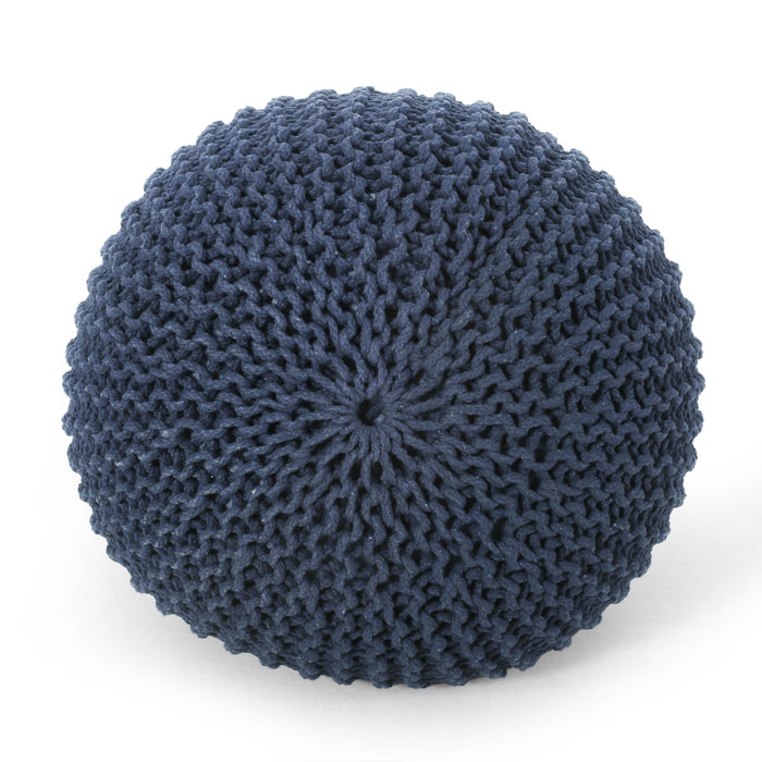 Bordeaux - Knitted Cotton Round Pouf Ottoman, Floor Cushion