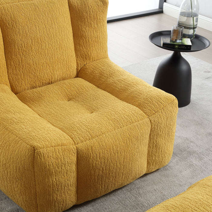 Modern Indoor Fluffy Bean Bag Chair With Memory Foam And Ottoman, Super Soft