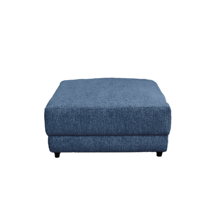 Contemporary 16" Ottoman, Fabric Upholstered Living Room Cube Shape Ottoman, Blue