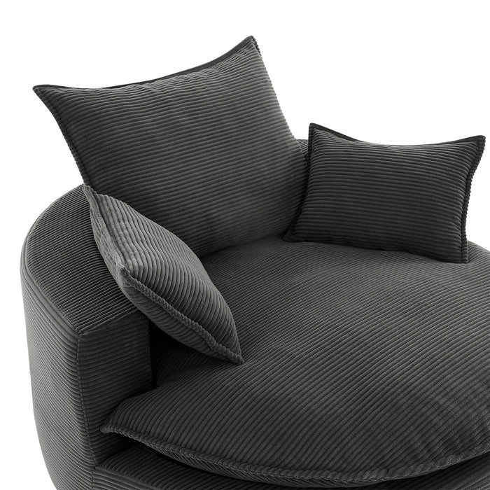 360° Swivel Accent Barrel Chair With Dual Layer Cushion And 3 Removable Pillows