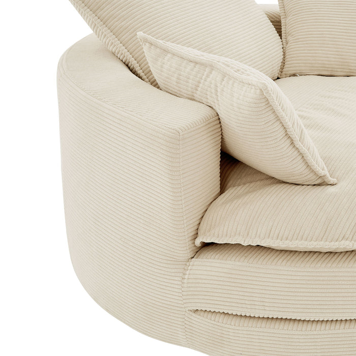 360° Swivel Accent Barrel Chair With Dual Layer Cushion And 3 Removable Pillows