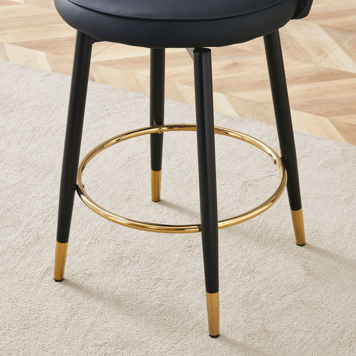 Modern Upholstered 360° Rotatable Bar Chair With Metal Legs For Dining Room (Set of 2)