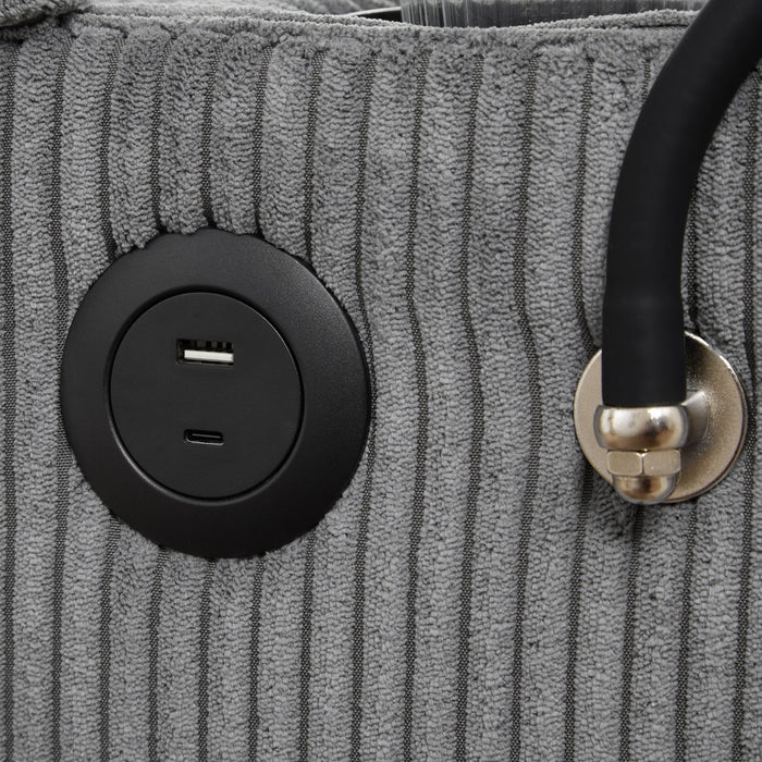 Convertible Chaise Lounge Sofa Chair With USB Ports, Cup Holders, Phone Holder And Storage