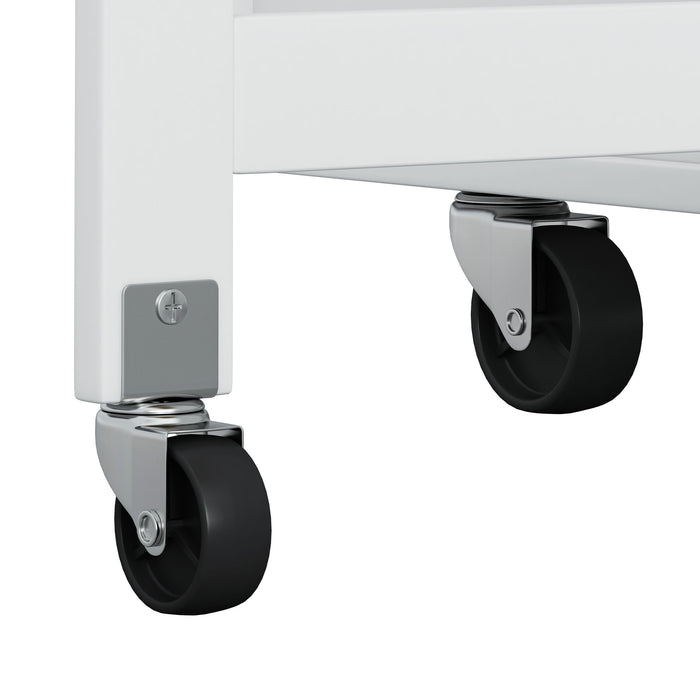 Kitchen Island Cart With 2 Door Cabinet, 2 Drawers, Spice Rack, Towel Holder, Wine Rack, And Foldable Top - White