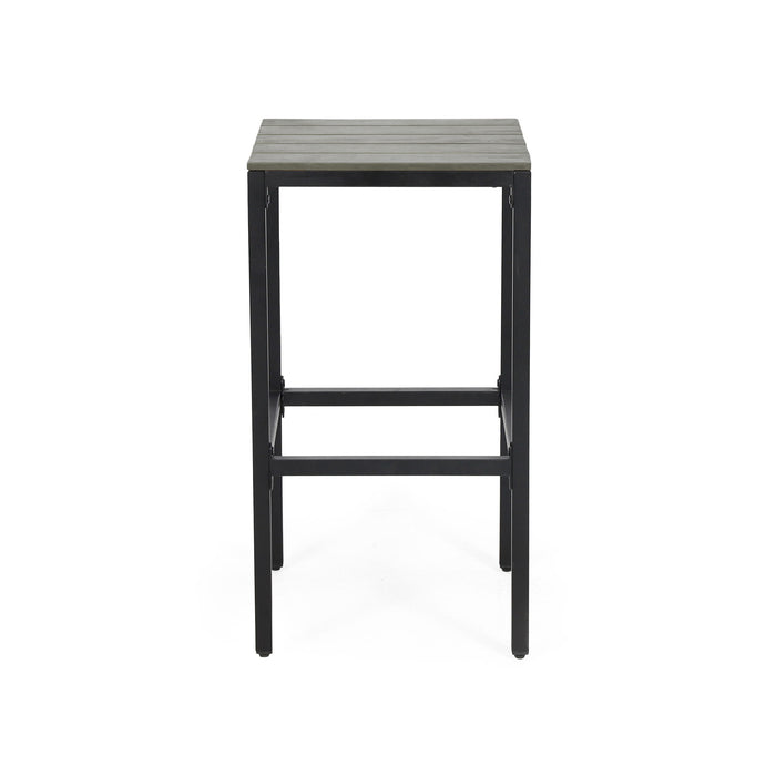 Outdoor Bar Stool With Slat Design And Metal Frame (Set of 2)