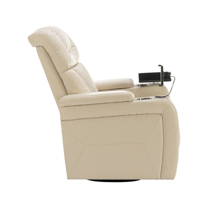 270 Degree Swivel Power Recliner With Tray Table, Phone Holder, Cup Holder, USB Port