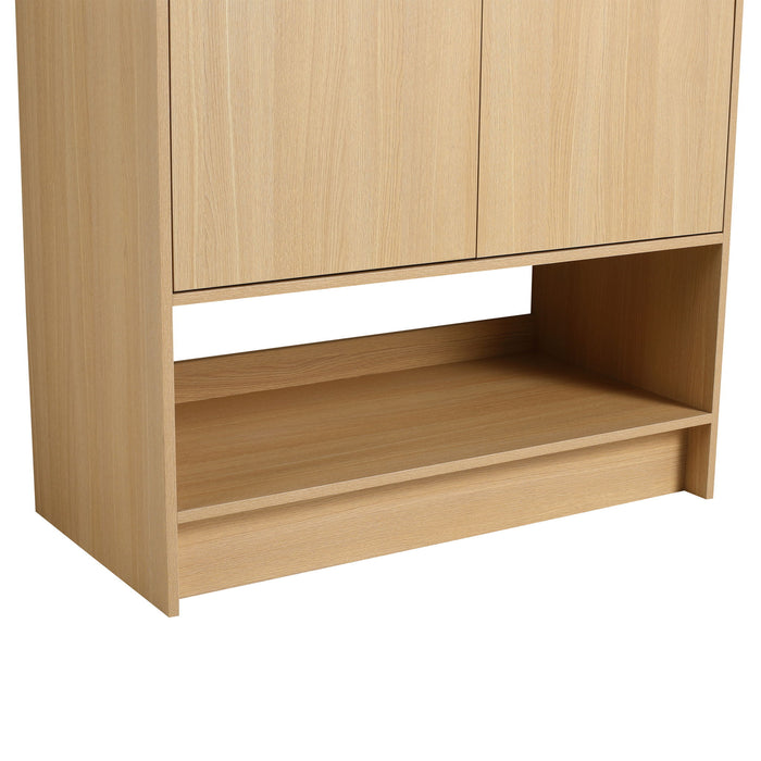 Modern Bathroom Vanity With Ceramic Sink, Freestanding Cabinet, Soft Closing Doors