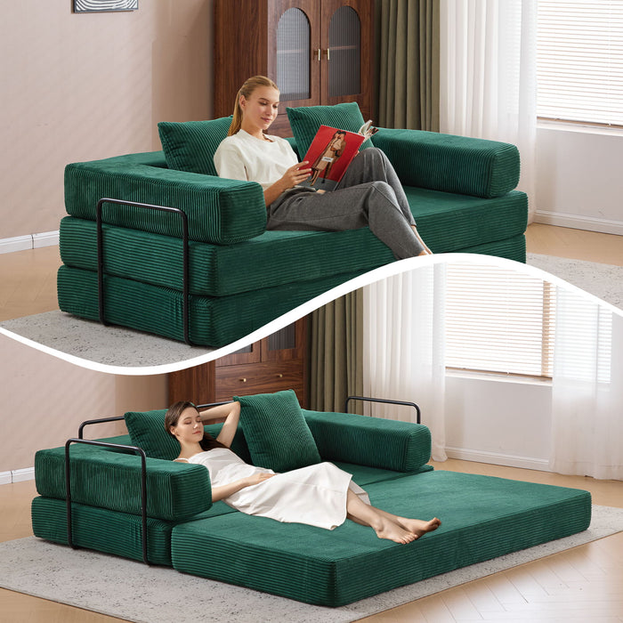 Floor Couch, Convertible Floor Sofa Bed With Pillow Back Support Armrest