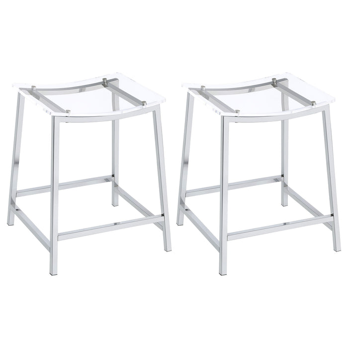 Jovani Acrylic Backless Counter Stool Chrome (Set of 2)